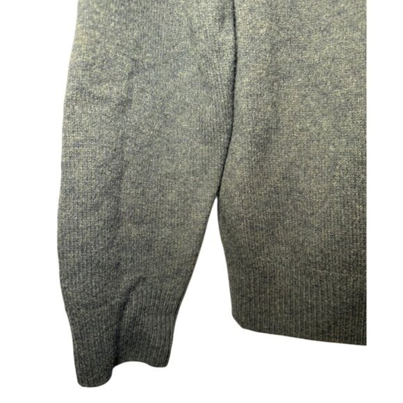 Barbour Mens M Half Zip Sweater Olive Green Wool Faux Suede Elbow Patches Mock - Picture 8 of 12